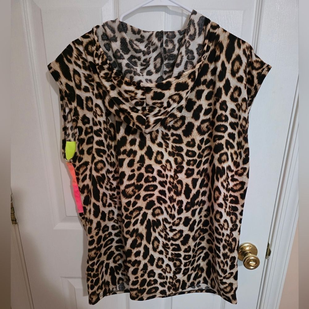 BiBi Leopard Print Sleeveless Hoodie XL - Picture 2 of 3